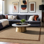 Beverly Rug Modern Bordered Indoor Outdoor Rug, Outside Carpet for Patio, Deck, Porch