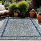 Beverly Rug Modern Bordered Indoor Outdoor Rug, Outside Carpet for Patio, Deck, Porch