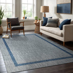 Beverly Rug Modern Bordered Indoor Outdoor Rug, Outside Carpet for Patio, Deck, Porch
