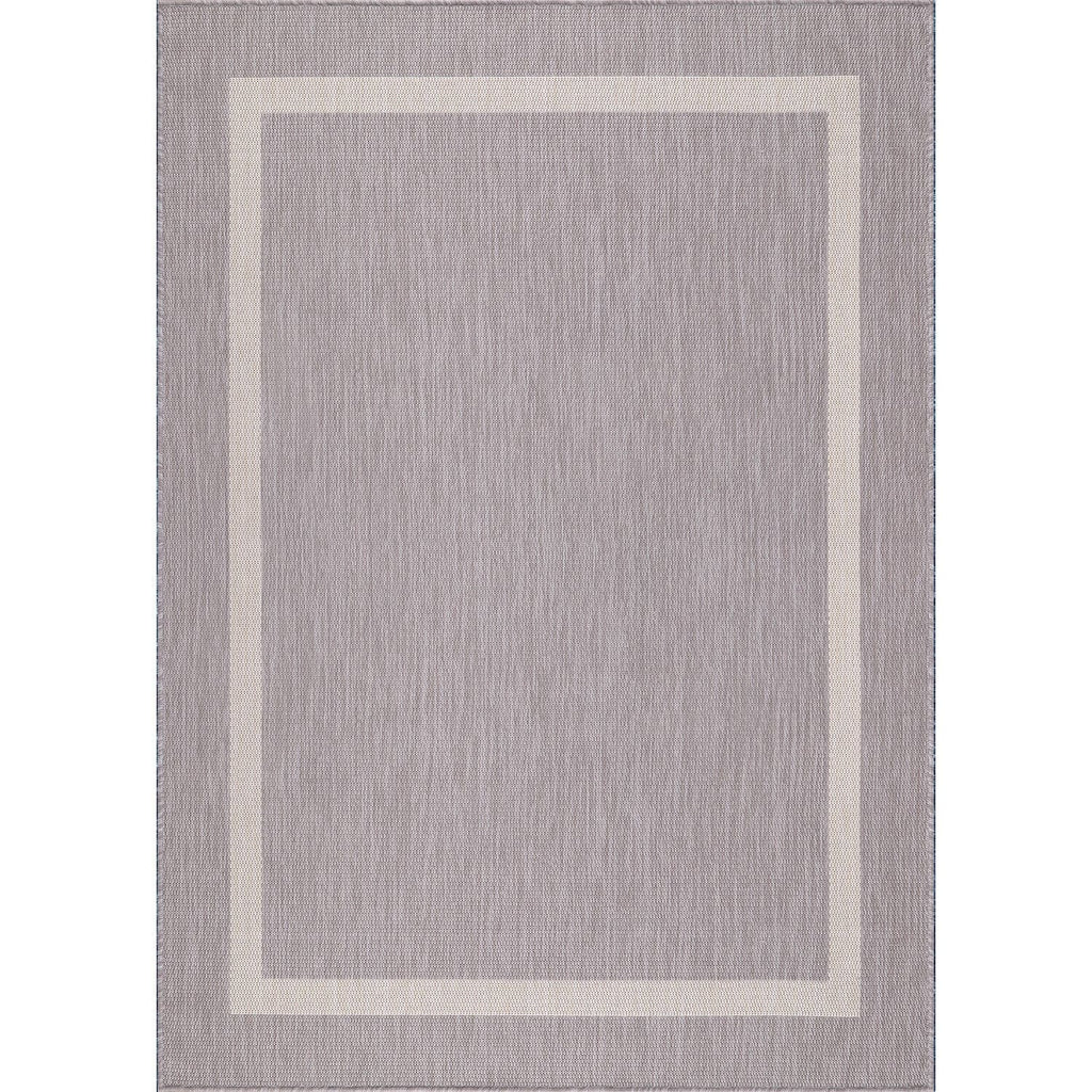 Beverly Rug Modern Bordered Indoor Outdoor Rug, Outside Carpet for Patio, Deck, Porch