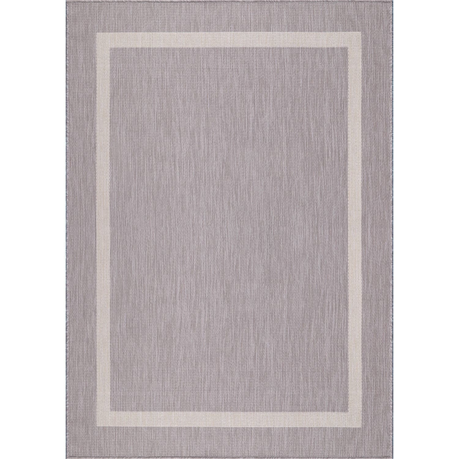 Beverly Rug Modern Bordered Indoor Outdoor Rug, Outside Carpet for Patio, Deck, Porch
