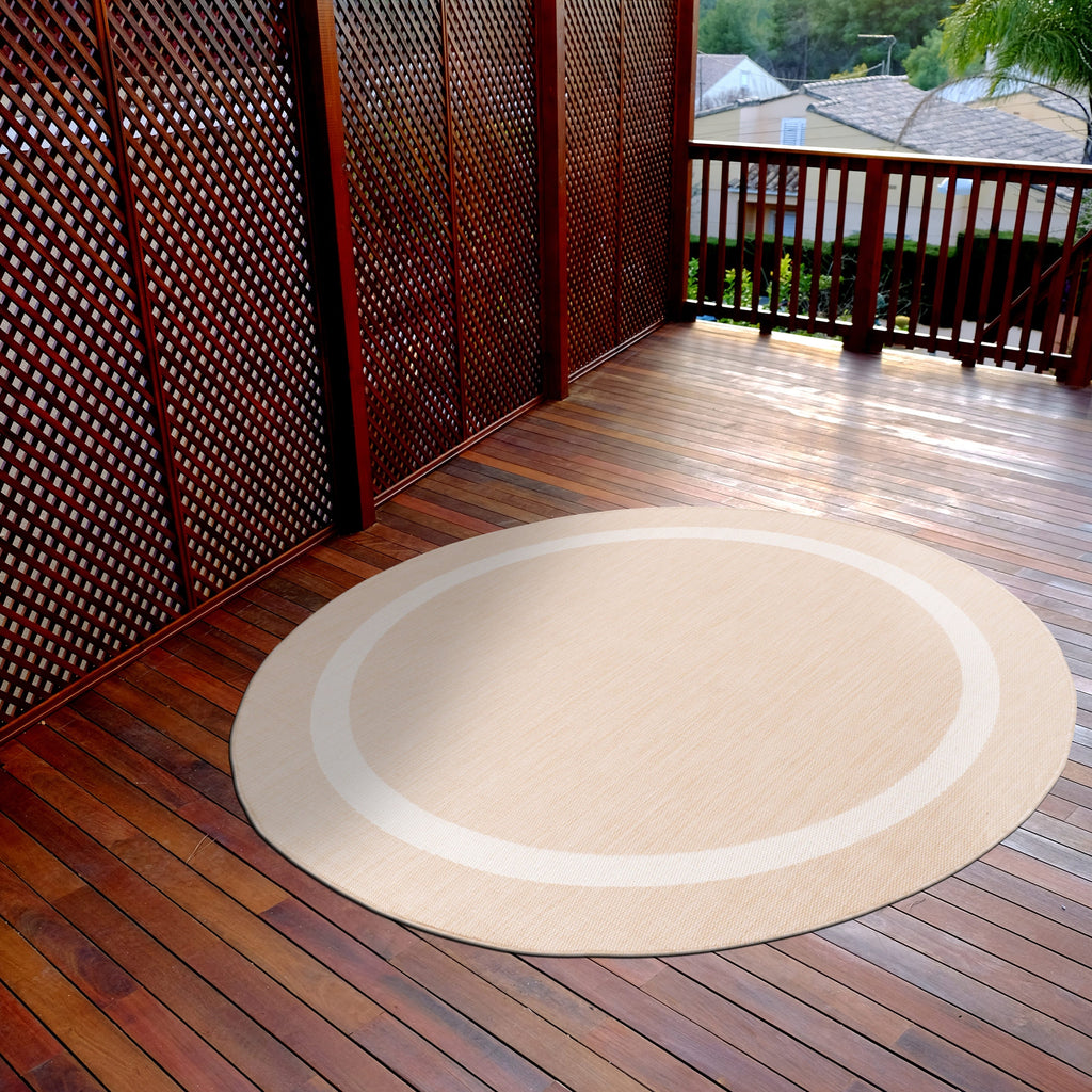 Beverly Rug Modern Bordered Indoor Outdoor Rug, Outside Carpet for Patio, Deck, Porch