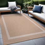 Beverly Rug Modern Bordered Indoor Outdoor Rug, Outside Carpet for Patio, Deck, Porch