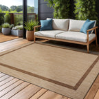 Beverly Rug Modern Bordered Indoor Outdoor Rug, Outside Carpet for Patio, Deck, Porch