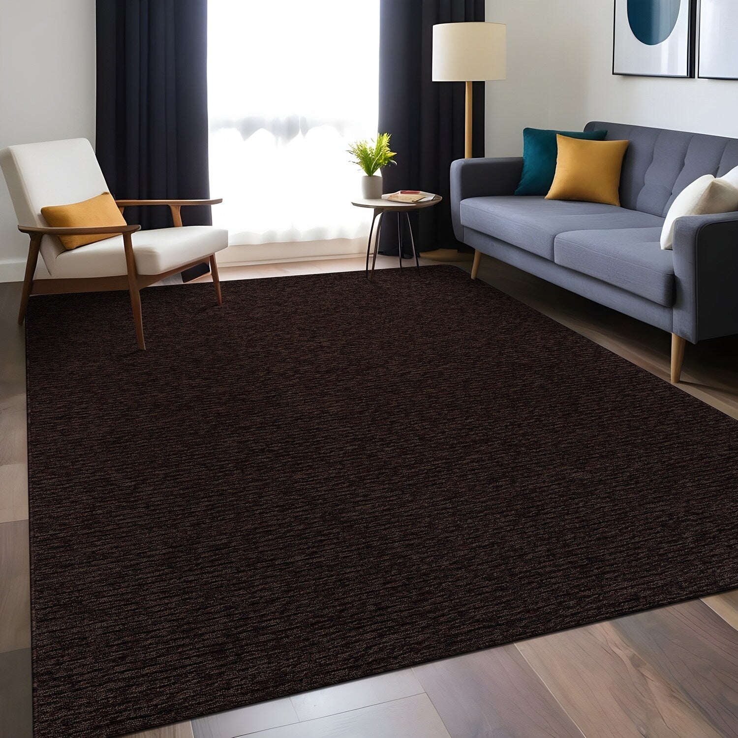Beverly Rug Solid Color Non-Slip Rubber Back Washable Indoor Area Rug