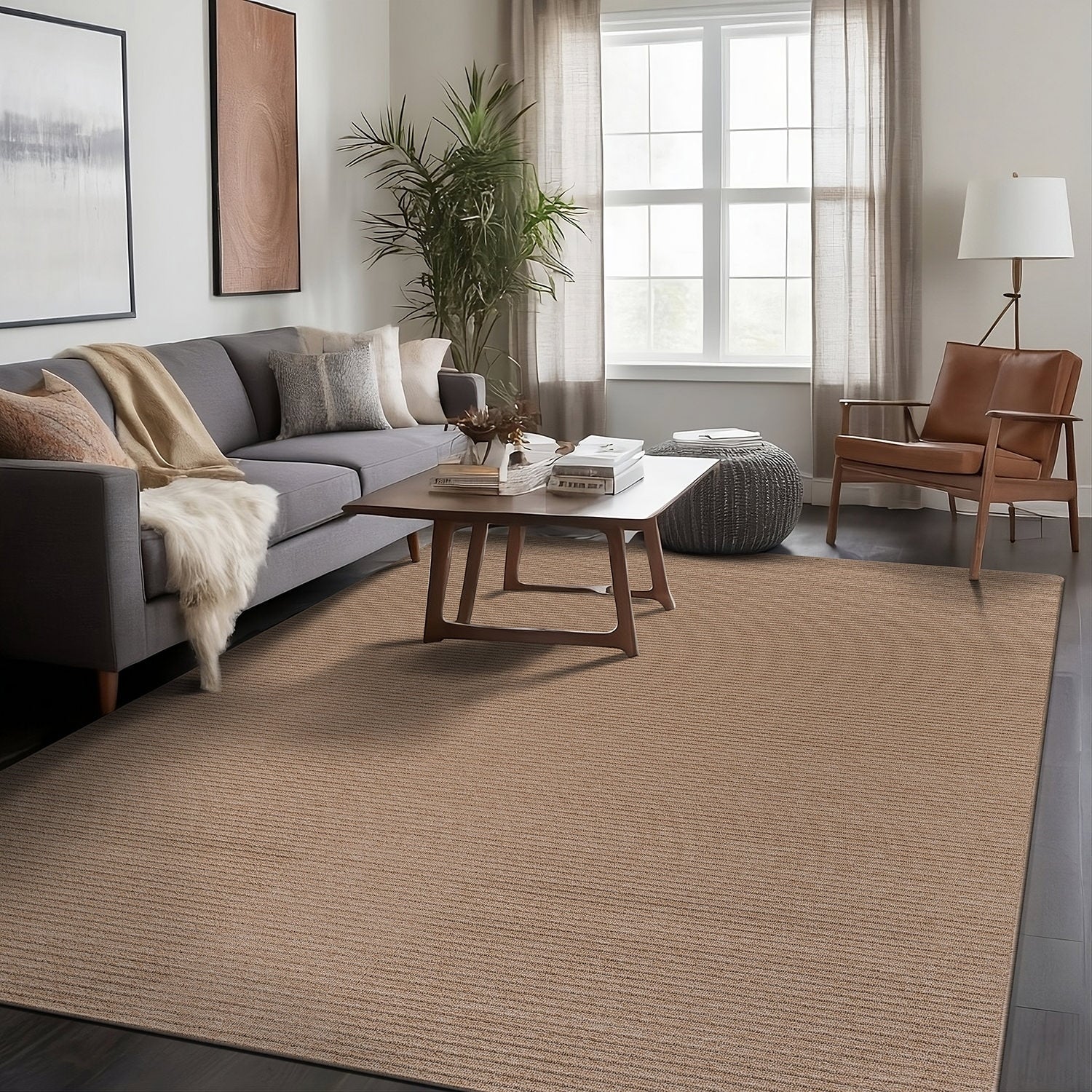 Beverly Rug Solid Color Non-Slip Rubber Back Washable Indoor Area Rug