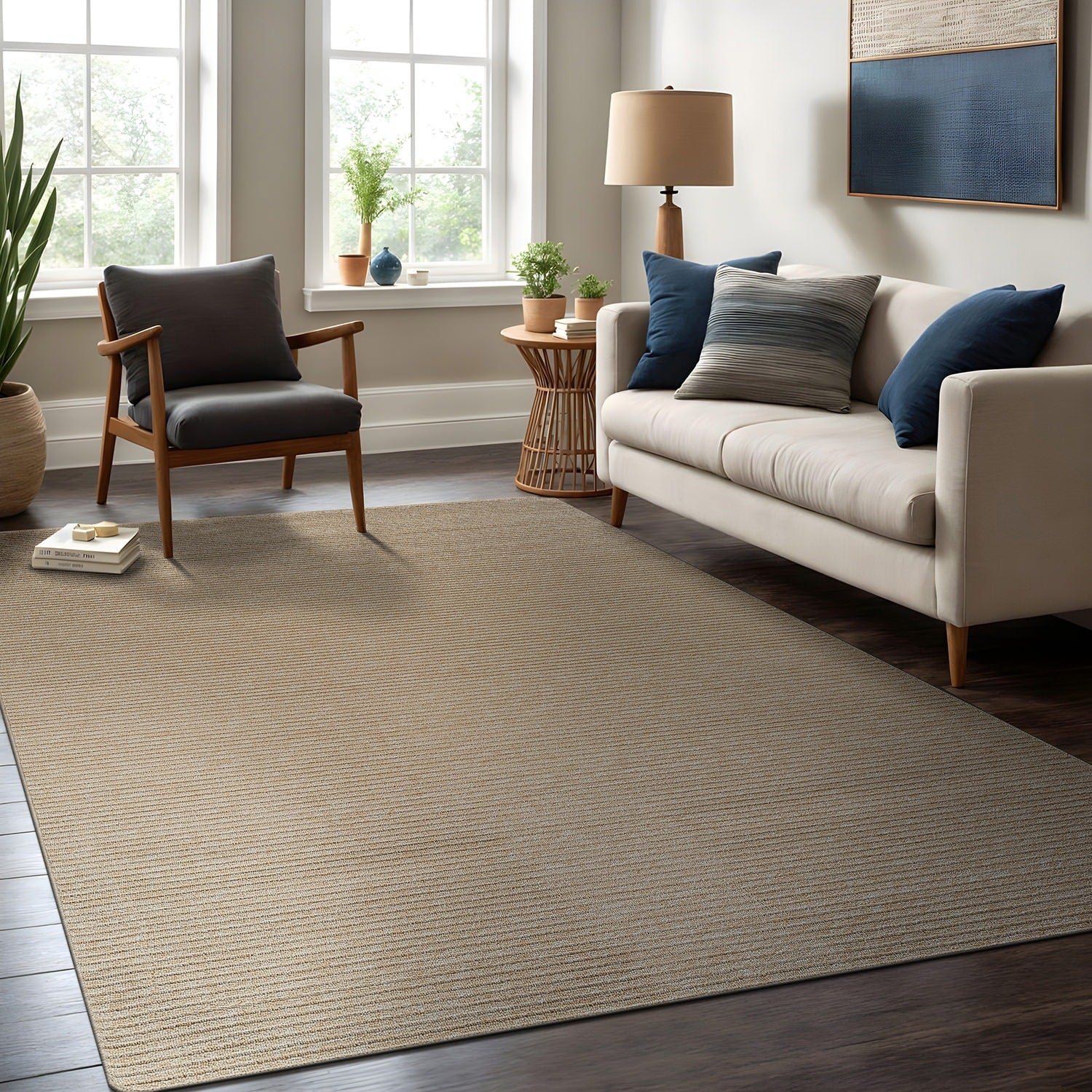 Beverly Rug Solid Color Non-Slip Rubber Back Washable Indoor Area Rug