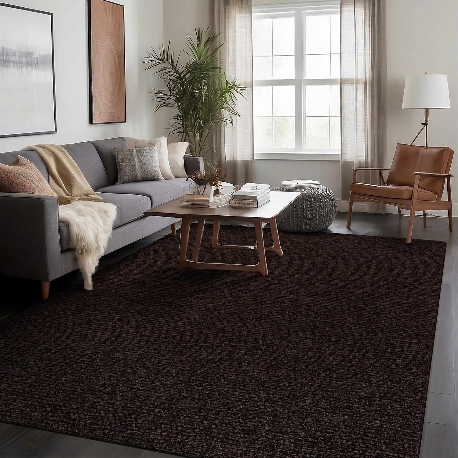 Beverly Rug Solid Color Non-Slip Rubber Back Washable Indoor Area Rug