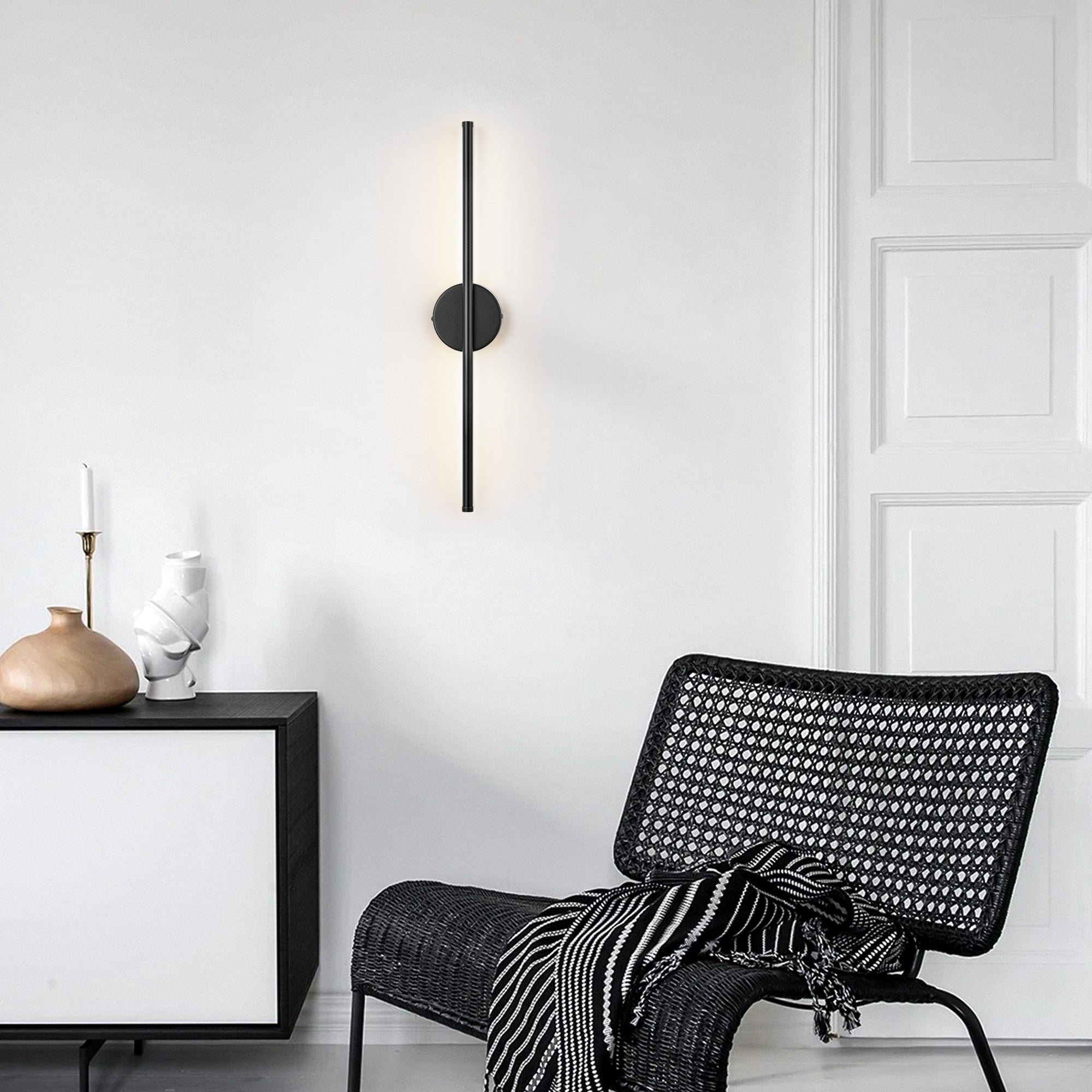 1-Light Black/ Gold/ Nickel Modern Long Linear Strip Wall Sconce Dimmable LED Bathroom Vanity Light