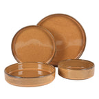 Bloomhouse Santorini Mist 16 Piece Double Bowl Terracotta Reactive Glaze Plates and Bowls Dinnerware Set