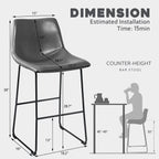 Bossin 18/26/30 inch Bar Stools,Counter Height Bar Stools with Back Modern PU Leather Stools Dining Chair with Footrest