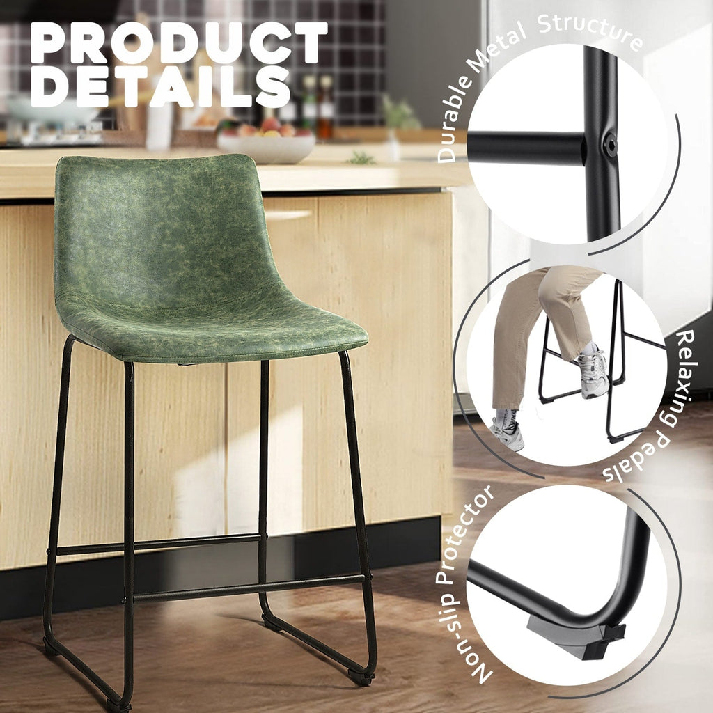 Bossin 18/26/30 inch Bar Stools,Counter Height Bar Stools with Back Modern PU Leather Stools Dining Chair with Footrest