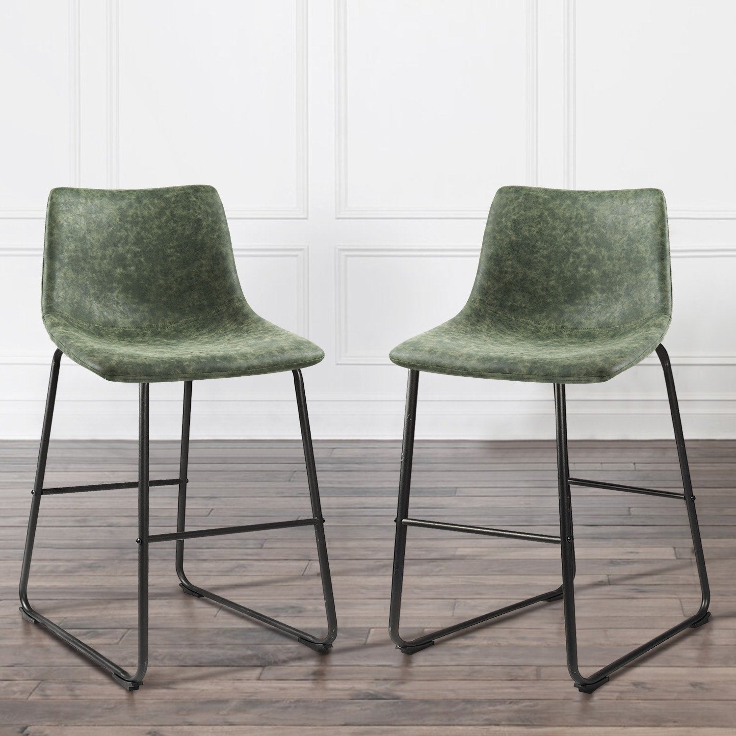 Bossin 18/26/30 inch Bar Stools,Counter Height Bar Stools with Back Modern PU Leather Stools Dining Chair with Footrest