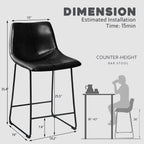 Bossin 18/26/30 inch Bar Stools,Counter Height Bar Stools with Back Modern PU Leather Stools Dining Chair with Footrest