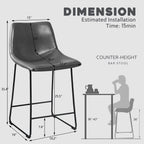 Bossin 18/26/30 inch Bar Stools,Counter Height Bar Stools with Back Modern PU Leather Stools Dining Chair with Footrest
