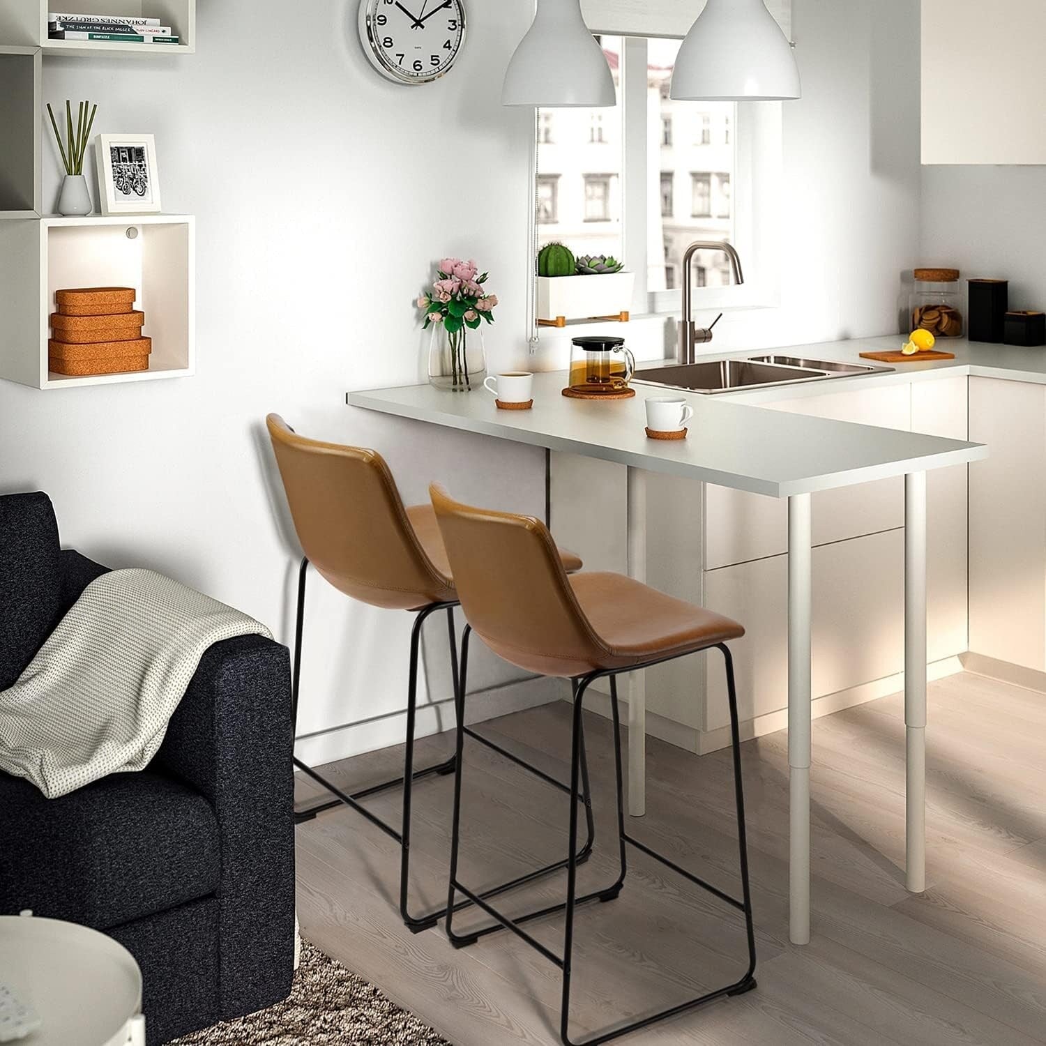 Bossin 18/26/30 inch Bar Stools,Counter Height Bar Stools with Back Modern PU Leather Stools Dining Chair with Footrest