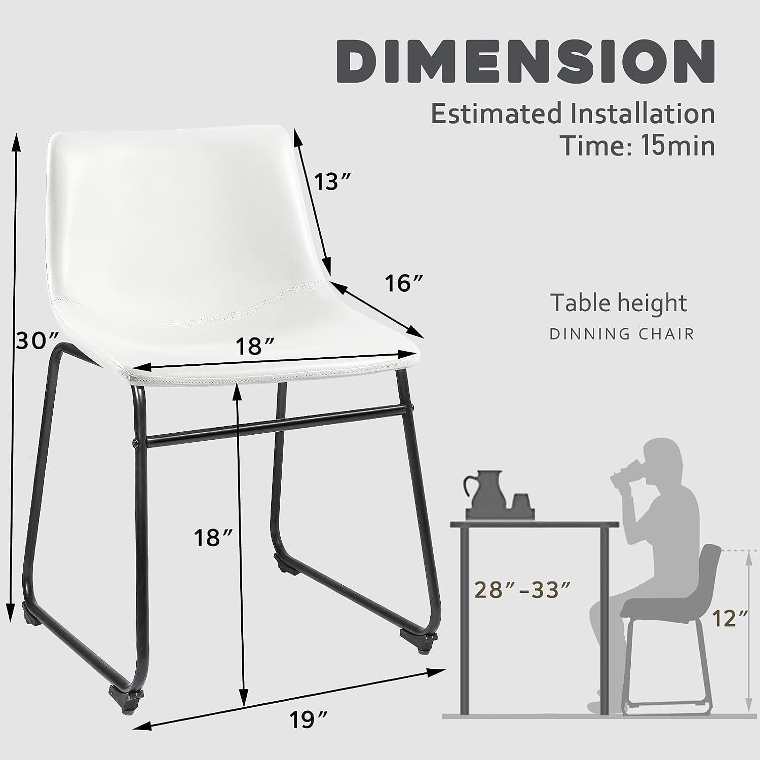 Bossin 18/26/30 inch Bar Stools,Counter Height Bar Stools with Back Modern PU Leather Stools Dining Chair with Footrest