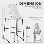 Bossin 18/26/30 inch Bar Stools,Counter Height Bar Stools with Back Modern PU Leather Stools Dining Chair with Footrest