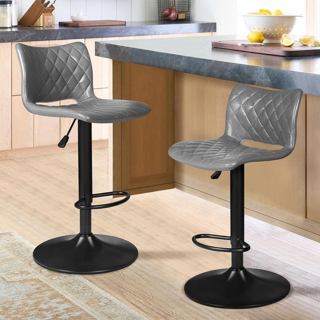 Bossin Adjustable Swivel Bar Stools with Backs – Counter Height