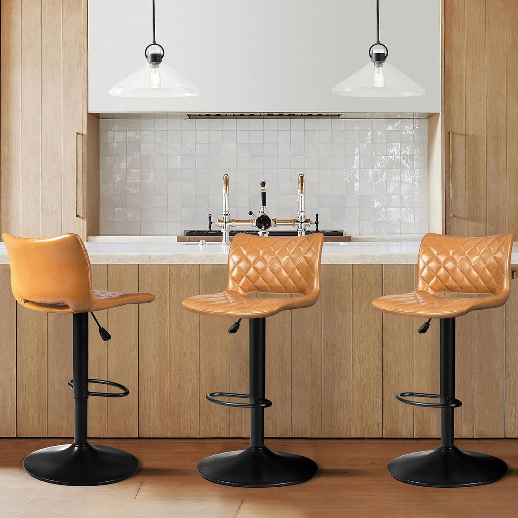 Bossin Adjustable Swivel Bar Stools with Backs – Counter Height
