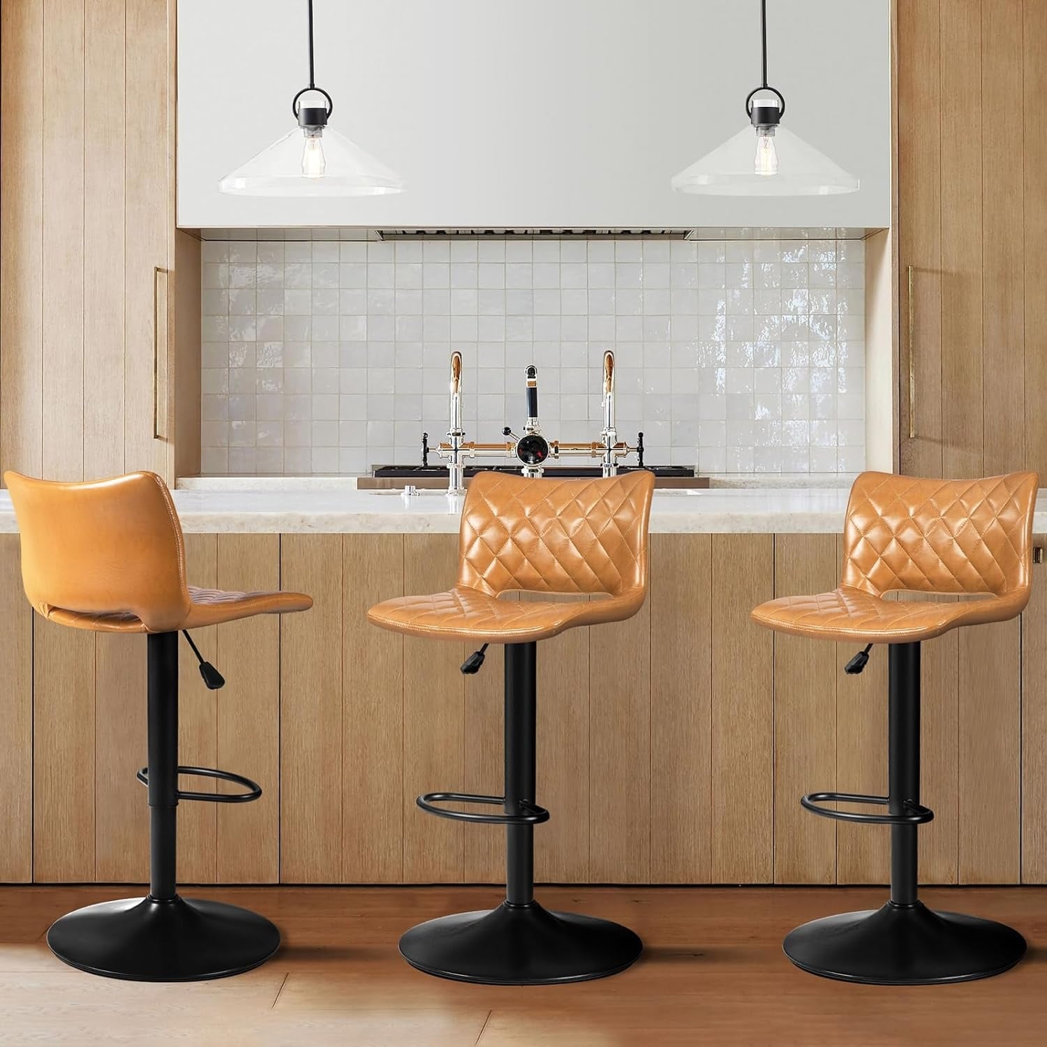 Bossin Adjustable Swivel Bar Stools with Backs – Counter Height