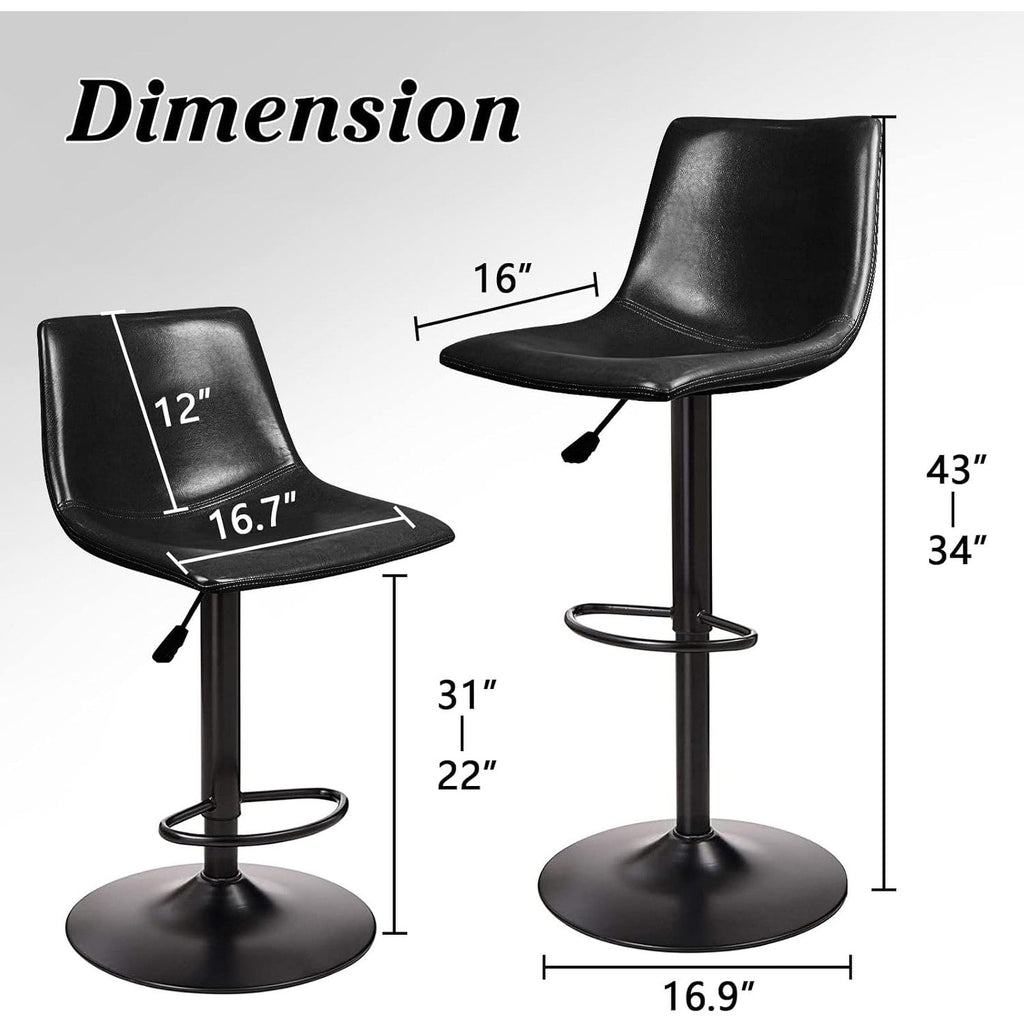 Bossin Adjustable Swivel Bar Stools with Backs – Counter Height