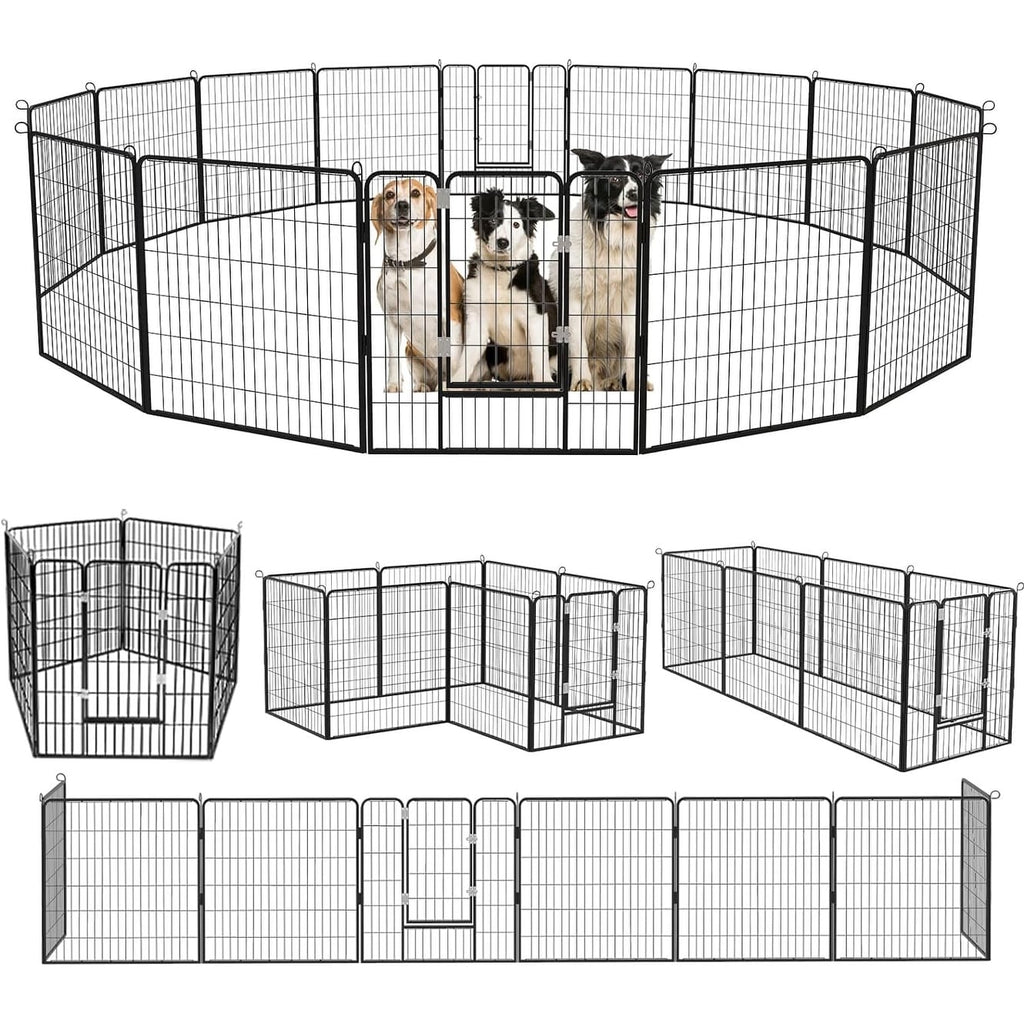 Bossin Dog Playpen Dog Kennel Pen Cage Dog Fence Exercise Pen with Doors 8/16/24 Panel