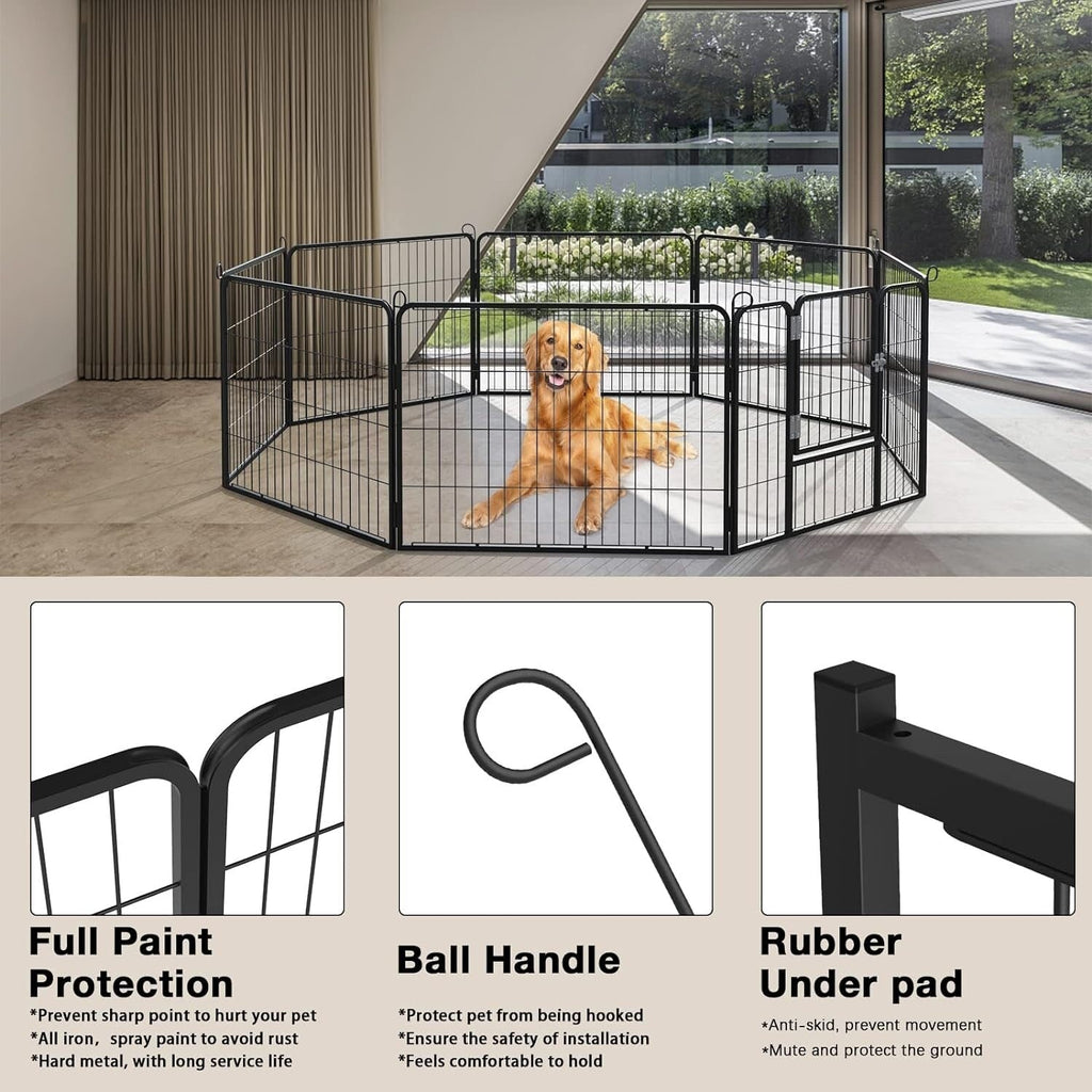Bossin Dog Playpen Dog Kennel Pen Cage Dog Fence Exercise Pen with Doors 8/16/24 Panel