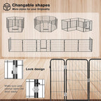 Bossin Dog Playpen Dog Kennel Pen Cage Dog Fence Exercise Pen with Doors 8/16/24 Panel