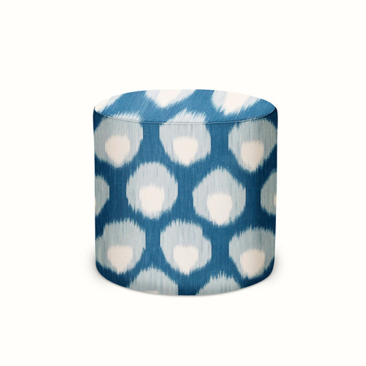 Pouf intérieur/extérieur en Peter Dunham Textiles Bukhara Bleu/Bleu