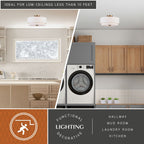 Plafonnier moderne du milieu du siècle de Burnaby avec abat-jour tambour en lin blanc