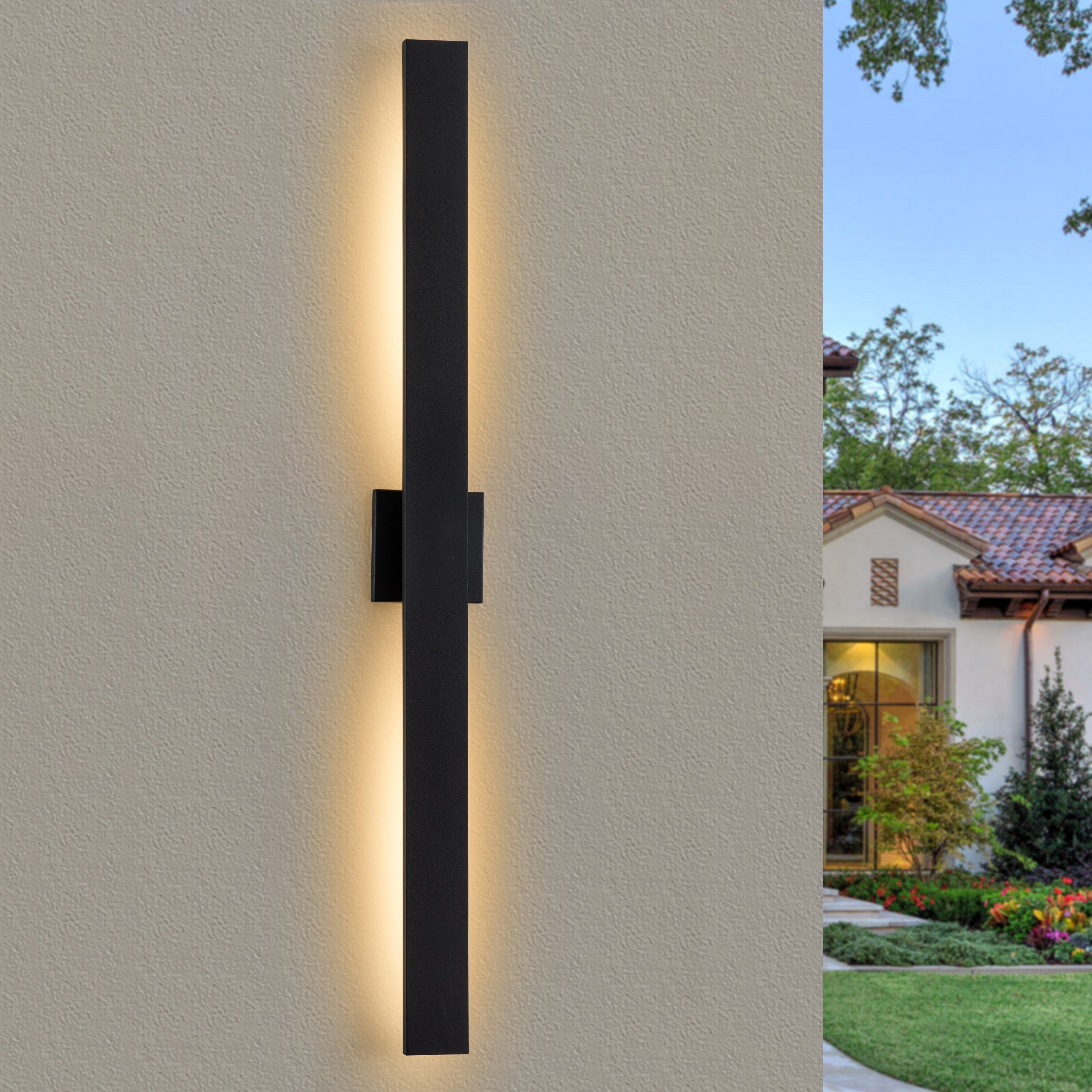 C Cattleya 2-Light Matte Black Aluminum LED Outdoor Wall Sconce