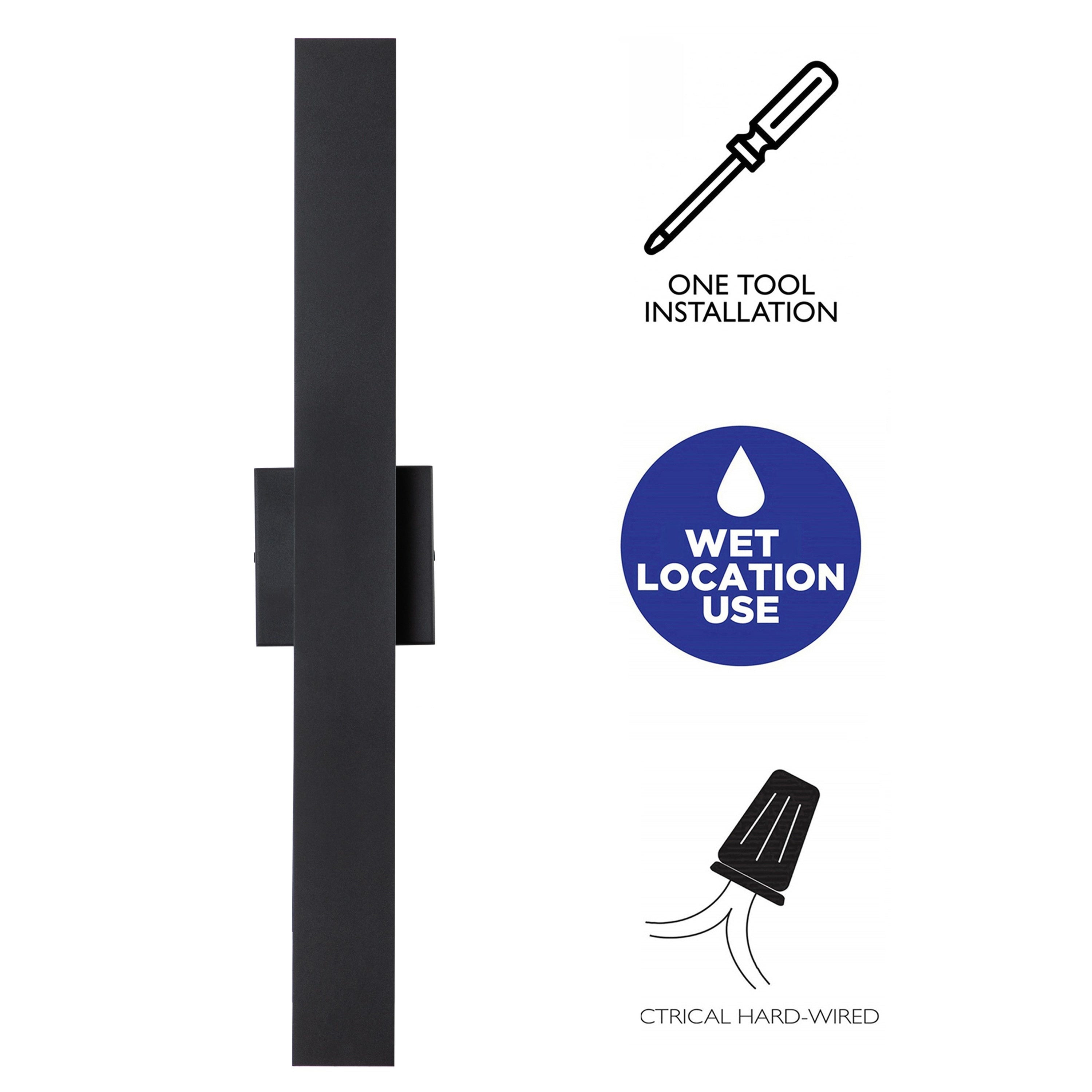 C Cattleya 2-Light Matte Black Aluminum LED Outdoor Wall Sconce