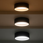 C Cattleya Black and Woodgrain 3CCT Integrated LED Flush Mount Ceiling Light