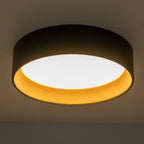 C Cattleya Black and Woodgrain 3CCT Integrated LED Flush Mount Ceiling Light