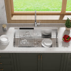 Évier de cuisine sous plan CB HOME 32 po, encastrable, noir/acier inoxydable, cuve simple avec accessoires