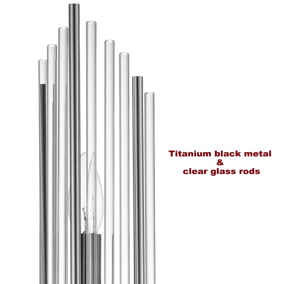 Applique murale moderne en métal Cabrera avec de belles tiges en verre transparent pour salle de bain, lot de 2