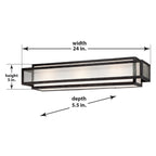 Barre de salle de bain carrée Lavery Camden, 3 lumières, en charbon de bois vieilli et verre grainé