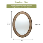 Miroir mural ovale de 81 cm avec cadre en bois Cameo, miroir mural de salle de bain - 81,9 cm H x 61 cm L x 3,2 cm P