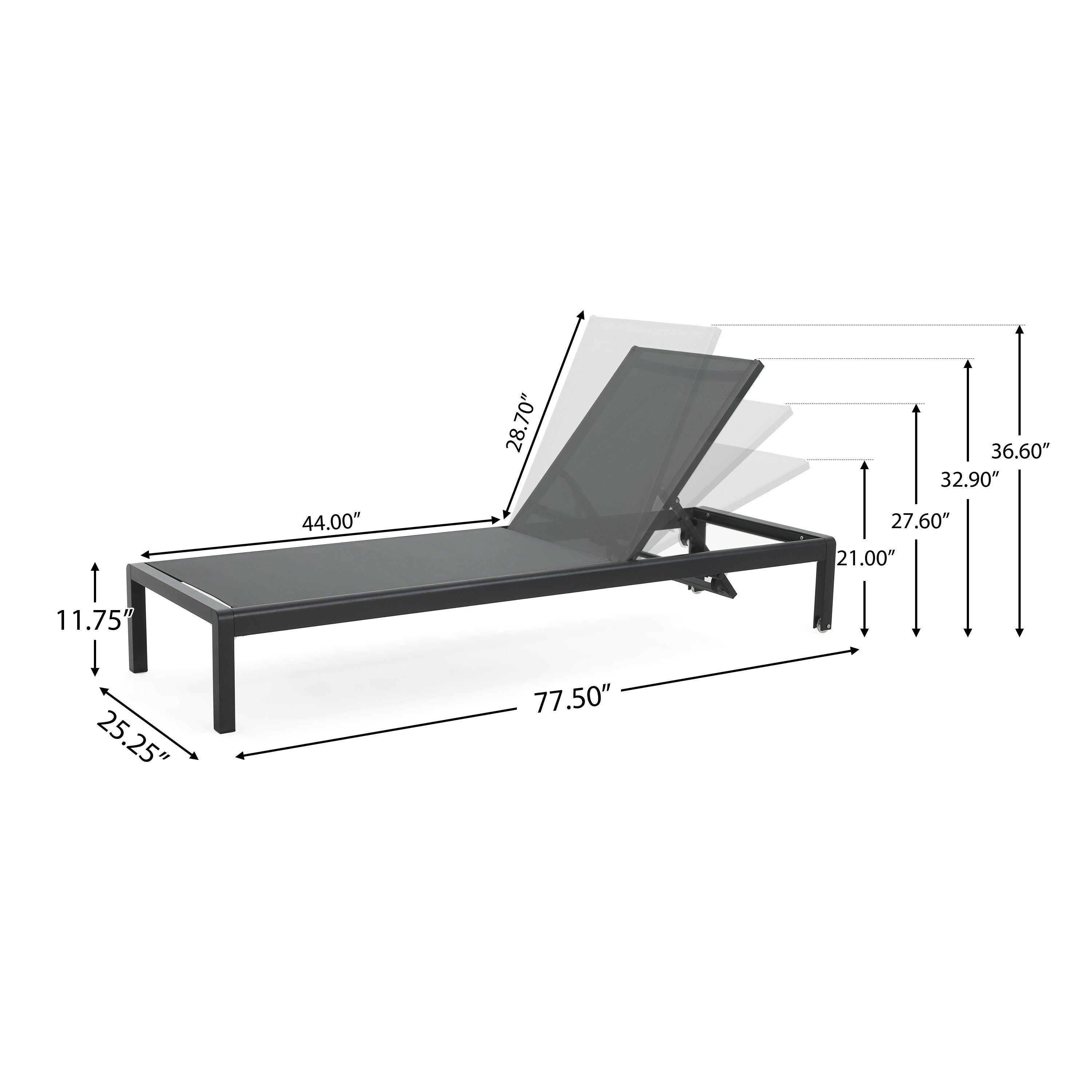 Chaise longue d'extérieur en aluminium Cape Coral (lot de 2) par Christopher Knight Home - 77,56 po x 25,20 po x 11,80 po