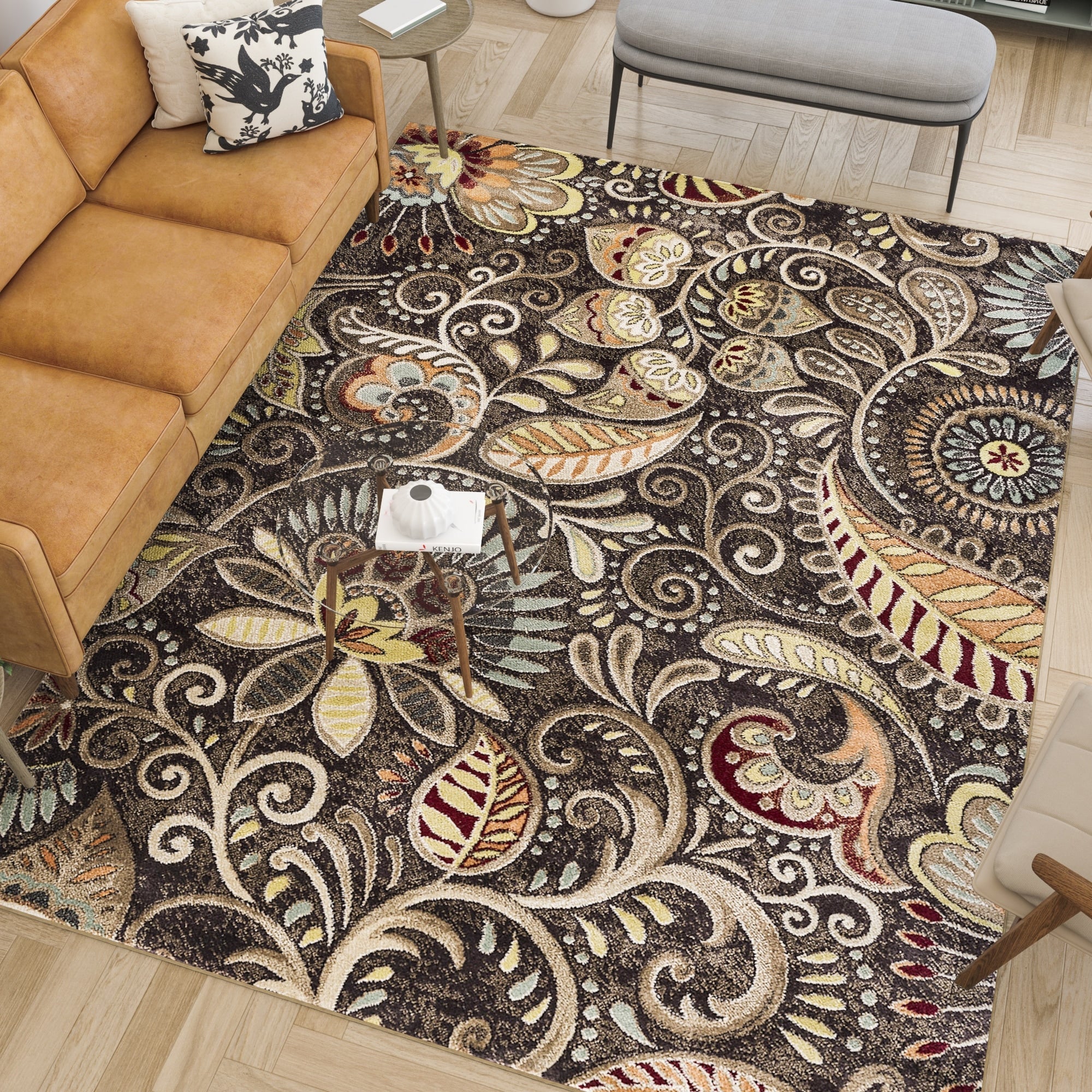 Caprice Mid-Century Modern Floral Indoor Area Rug