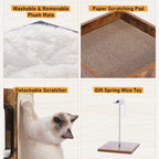 Niche pour chat, lit pour chat, arbre à chat avec griffoir et tapis amovibles