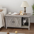 Enceinte de litière pour chat, meuble de toilette en bois caché avec griffoir