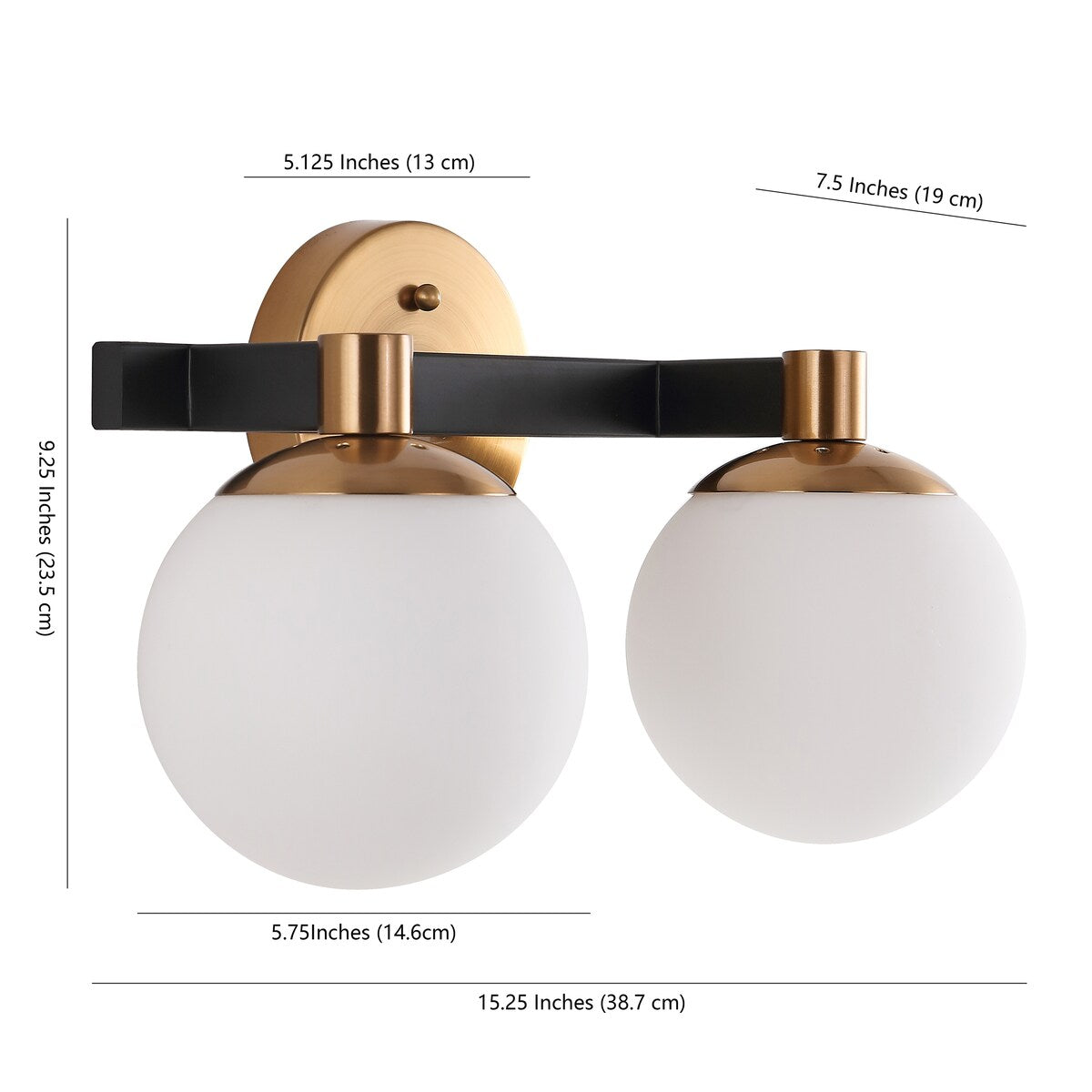 Cecil Globe Metal/Frosted Glass Modern Contemporary LED Vanity, by JONATHAN Y