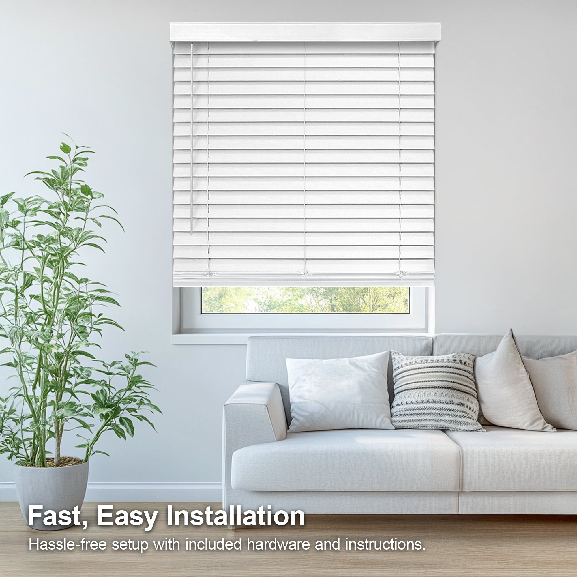 Chicology Basic White Cordless Faux Wood Blinds