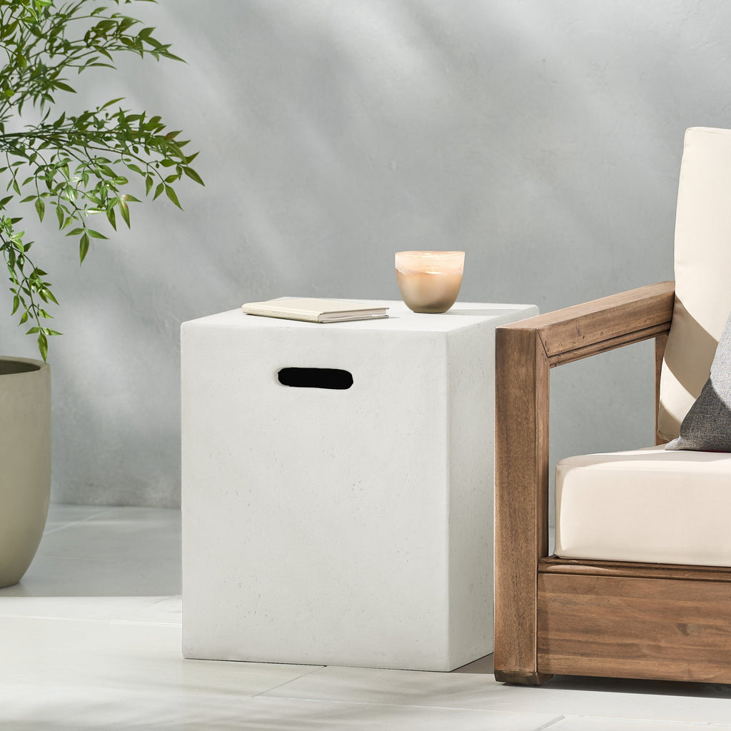 Christopher Knight Home - Table d'appoint d'extérieur en béton léger Aidan avec support pour réservoir