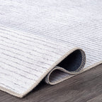 Contemporary Distressed Stripe Machine Washable Area Rug