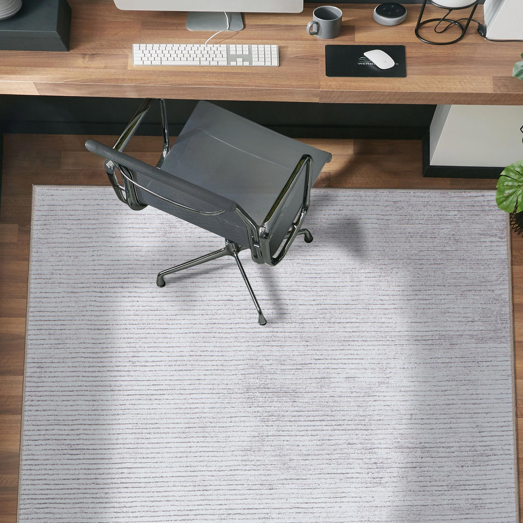 Contemporary Distressed Stripe Machine Washable Area Rug