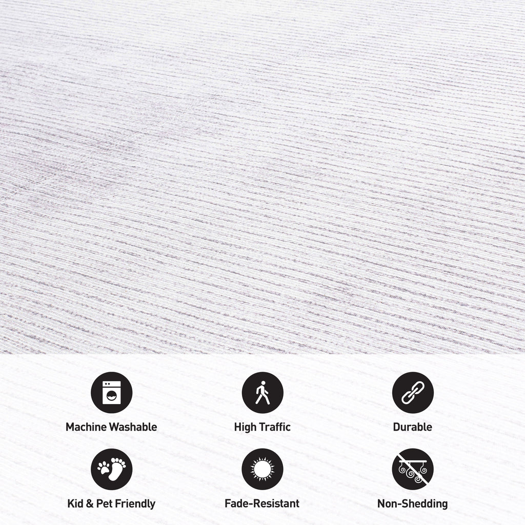 Contemporary Distressed Stripe Machine Washable Area Rug