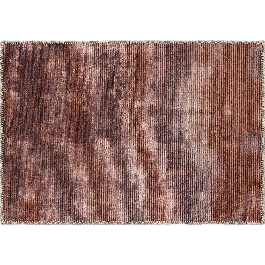 Contemporary Distressed Stripe Machine Washable Area Rug